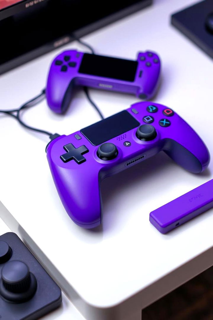 Ultra responsive Purple Controller Setup - 22 Purple Gaming Setup Ideas