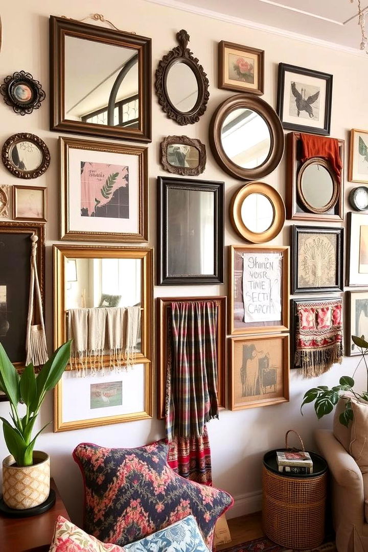 Unconventional Wall Arrangements - 22 Boho Living Room Ideas