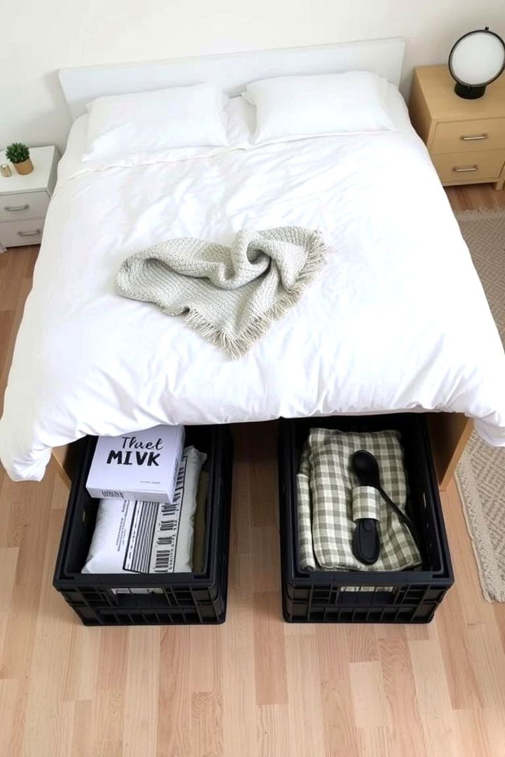 Under Bed Storage Solution - 22 Milk Crate Storage Ideas