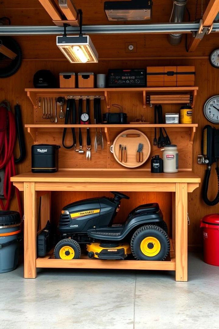 Under Bench Storage Solutions - 22 Lawn Mower Storage Ideas
