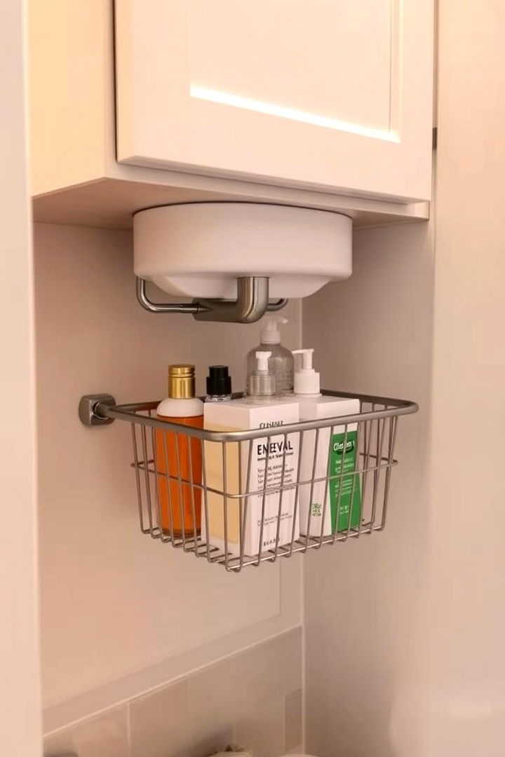 Under Cabinet Baskets for Quick Storage - 22 Bathroom Cabinet Organizing Ideas