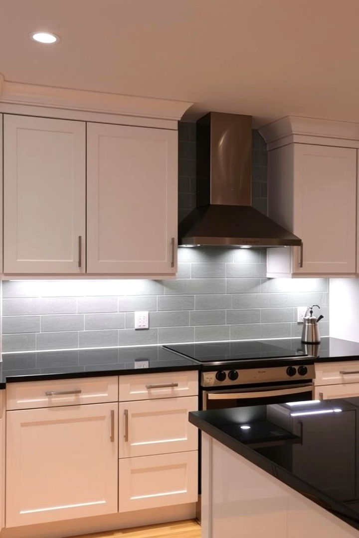 Under Cabinet Lighting Magic - 22 Kitchen With White Cabinets and Black Countertops Ideas