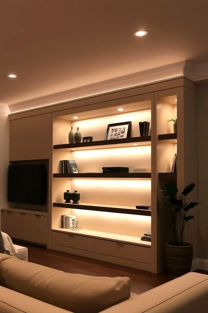 Under Cabinet Lighting for Shelves - 22 Living Room Lighting Ideas