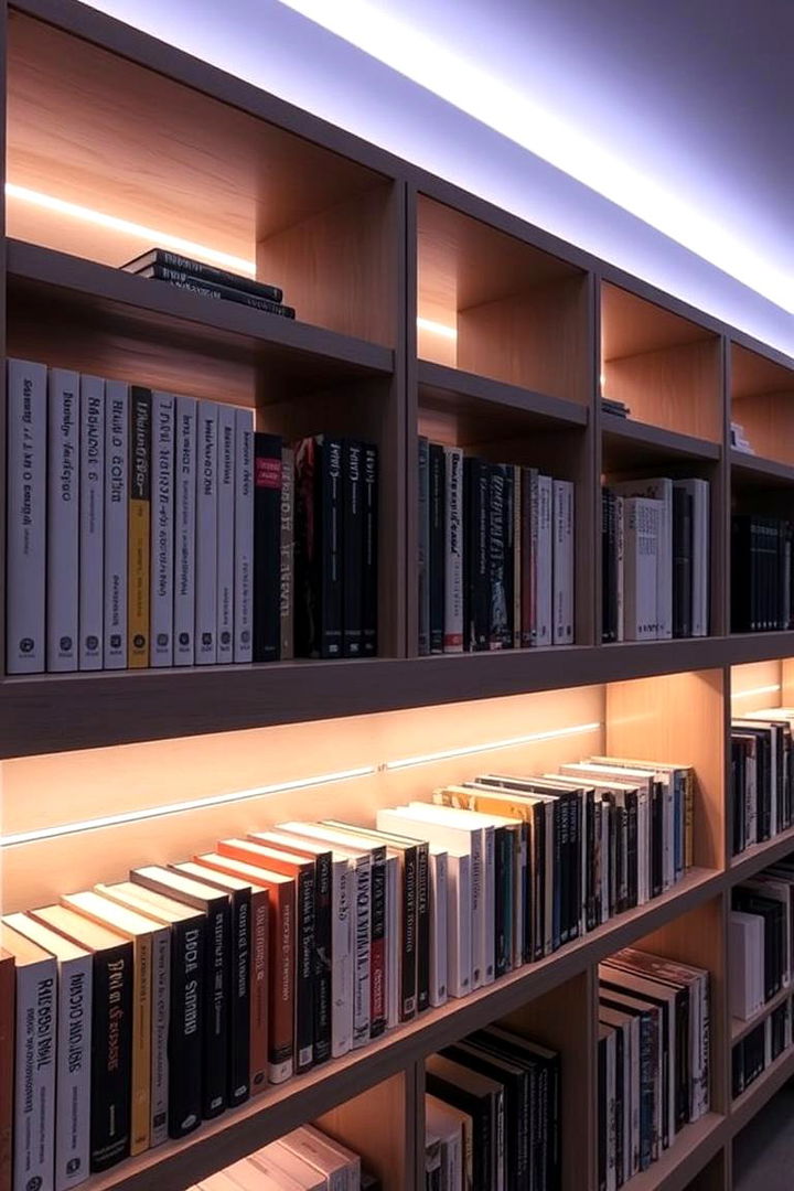 Under Shelf LED Bars - 22 Bookshelf Lighting Ideas