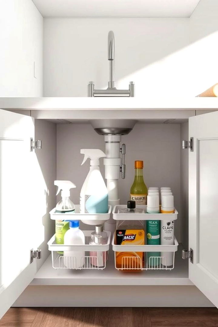 Under Sink Organizers Taming Clutter - 22 Small Kitchen Storage Ideas