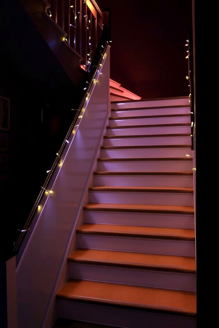 Under String Light Accents - 22 Staircase Lighting Ideas