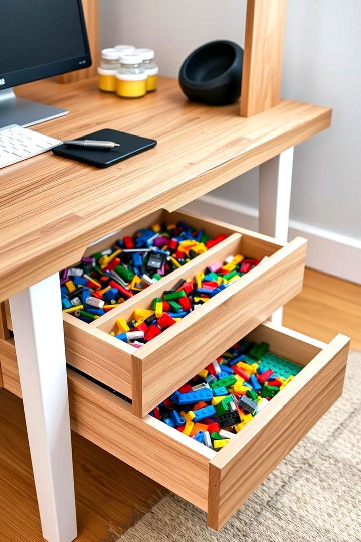 Under Table Drawers - 22 Lego Storage Ideas