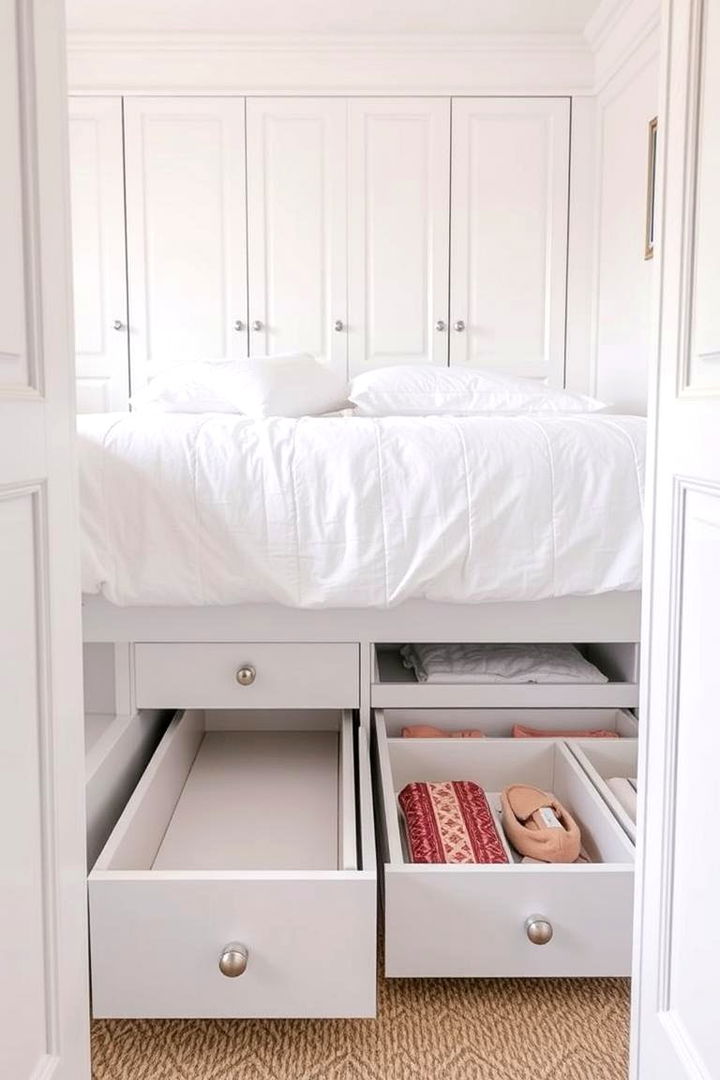 Under bed Storage Options - 22 Small White Bedroom Ideas