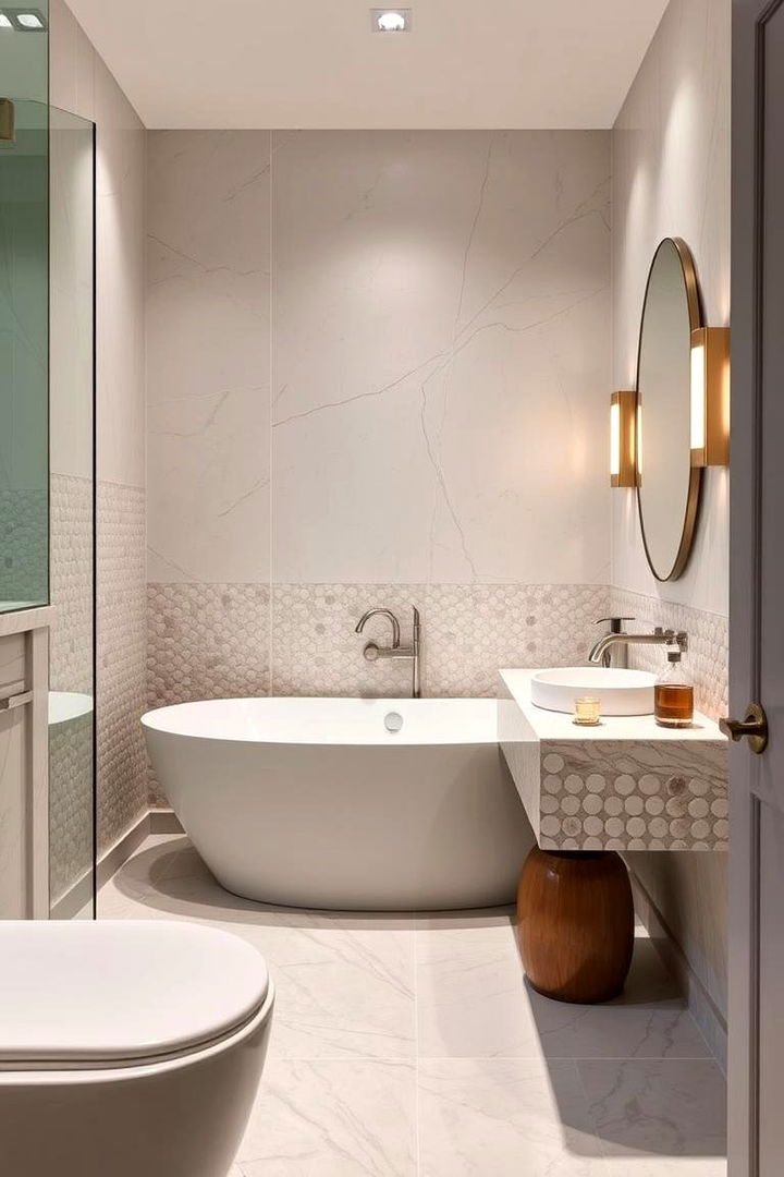 Understated Luxury Details - 22 Pebble Tile Bathroom Ideas
