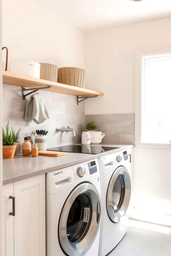 Understated Neutral Tones - 22 Laundry Room Backsplash Ideas