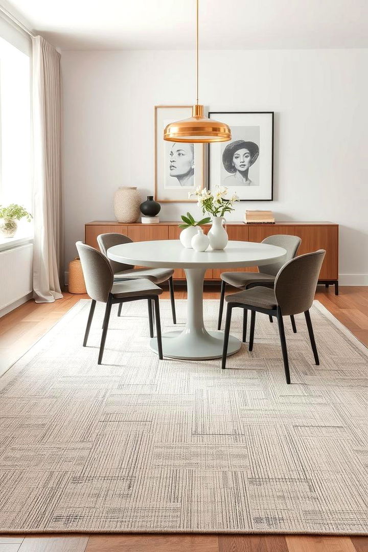 Understated Textured Rug for Subtle Sophistication - 22 Dining Room Rug Ideas