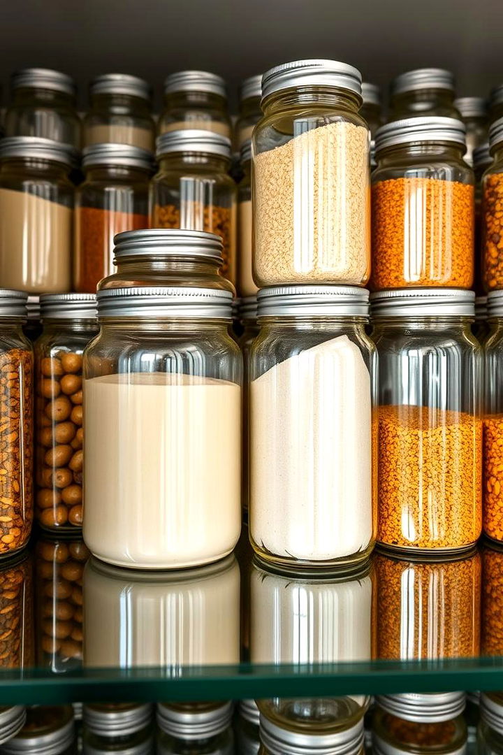 Uniform Glass Jars Display - 22 Open Pantry Ideas