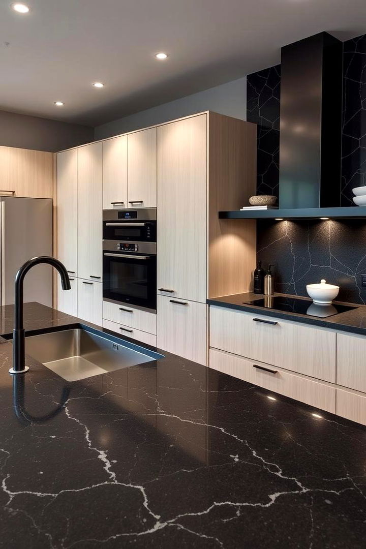 Unifying Elements for a Cohesive Design - 22 kitchen with dark countertops and light cabinets