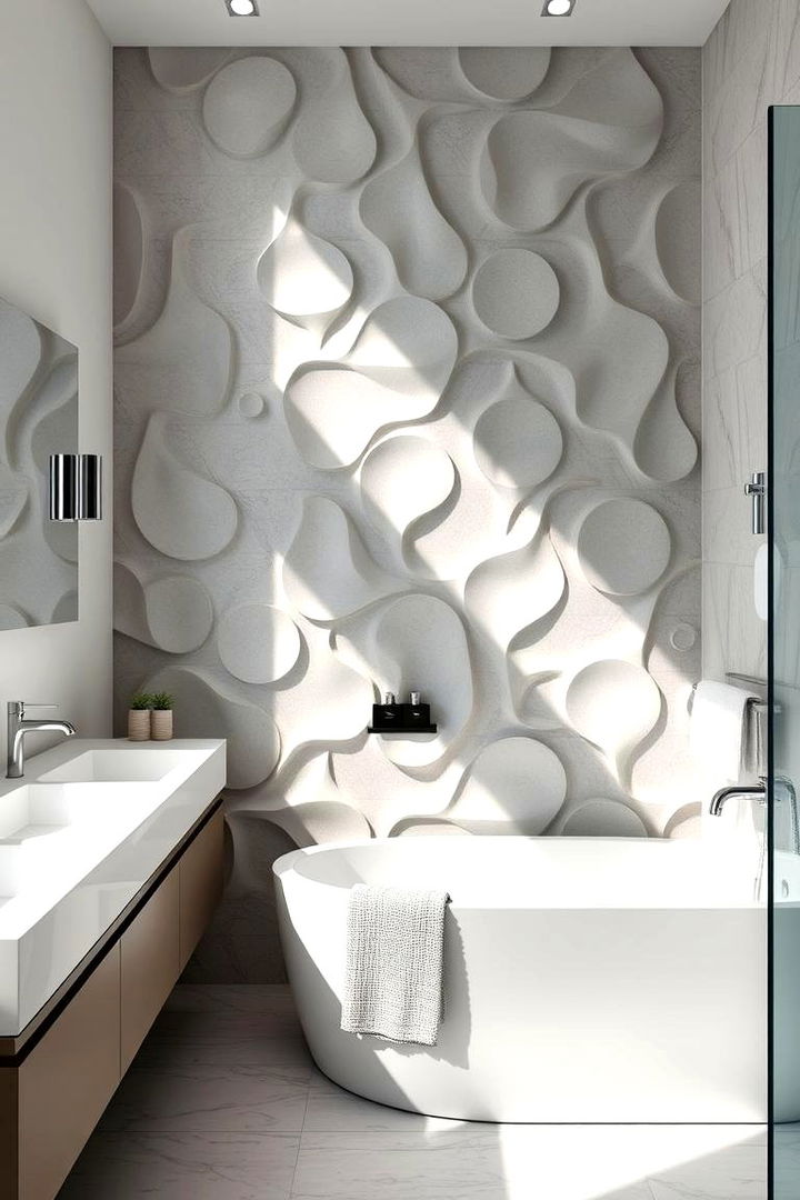 Unique 3D Panels - 22 Bathroom Accent Wall Ideas