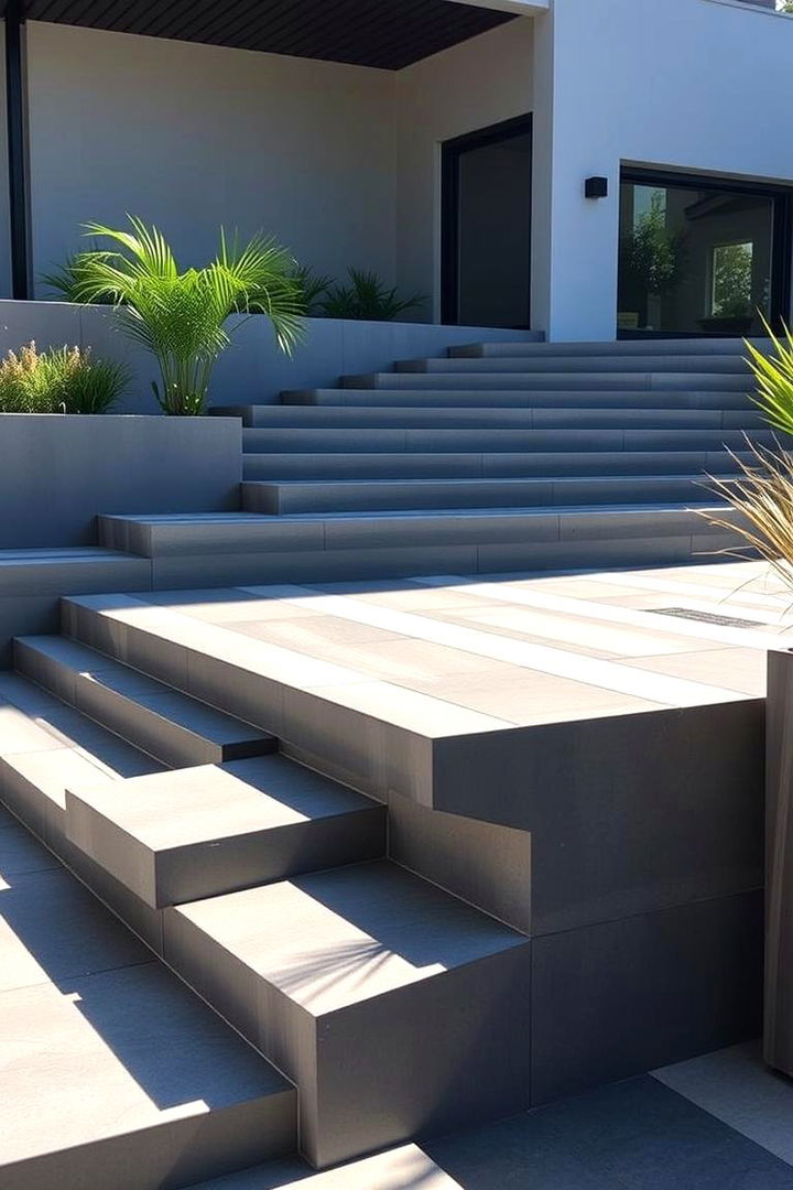 Unique Angular Step Design - 22 Patio Steps Ideas