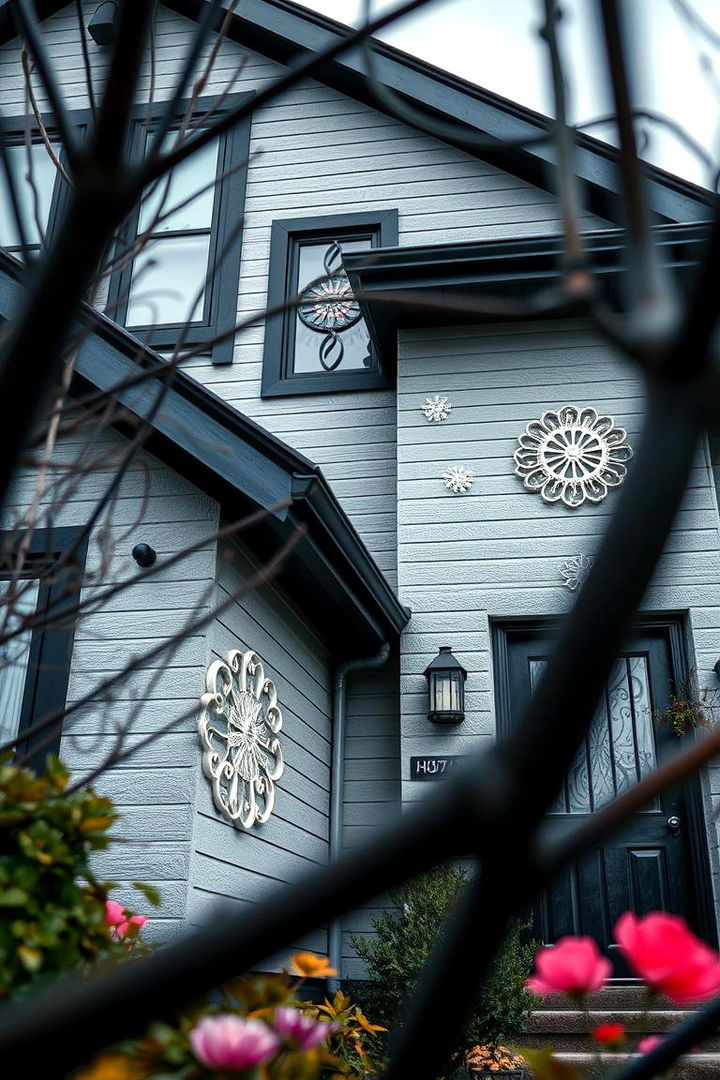 Unique Artistic Flourishes - 22 Grey House With Black Trim