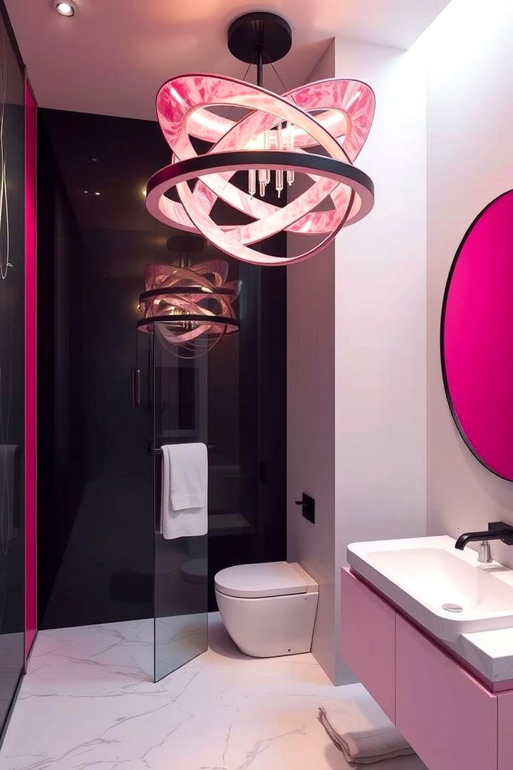 Unique Lighting Fixtures - 22 Pink and Black Bathroom Ideas