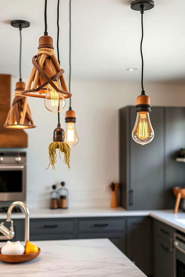 Unique Pendant Lighting - 22 Boho Kitchen Ideas
