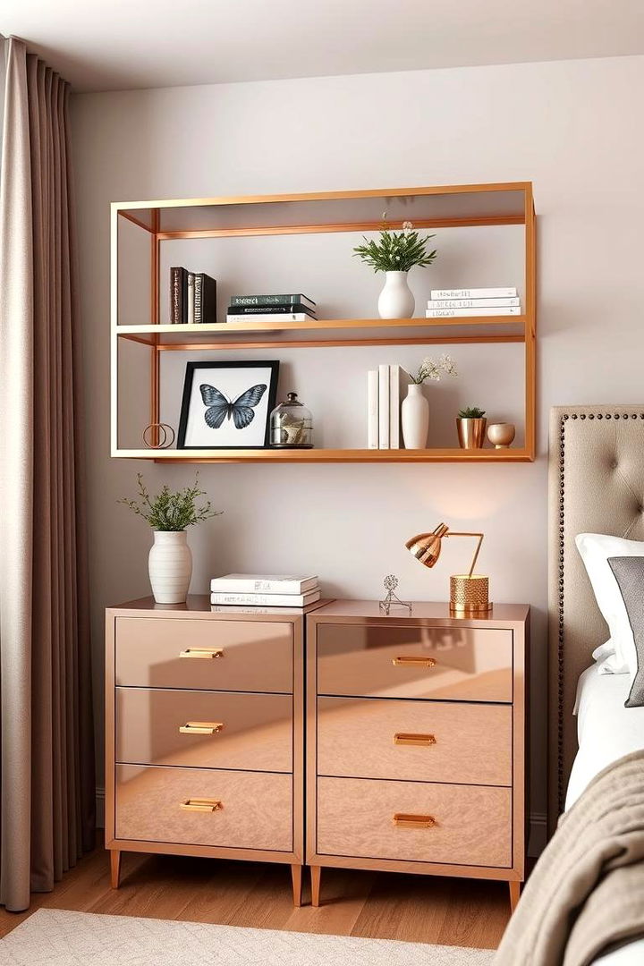Unique Rose Gold Storage Solutions - 22 Rose Gold Bedroom Ideas