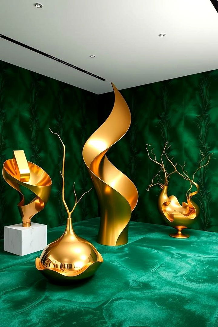 Unique Sculptural Elements - 22 Emerald Green and Gold Bedroom Ideas
