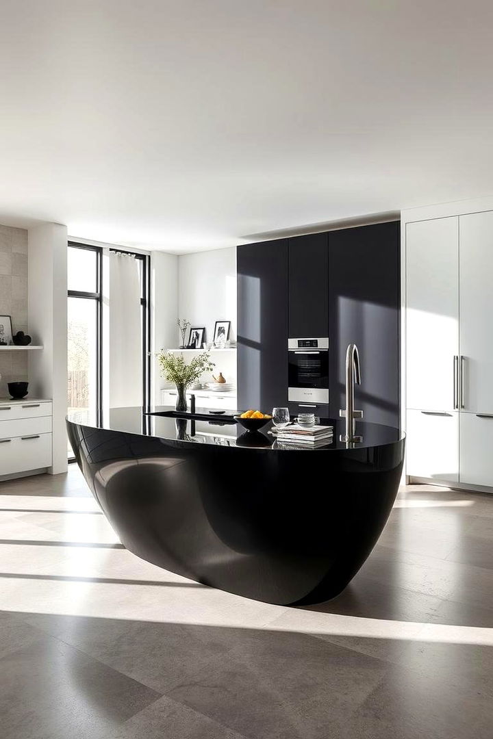 Unique Sculptural Form - 22 Black Kitchen Islands