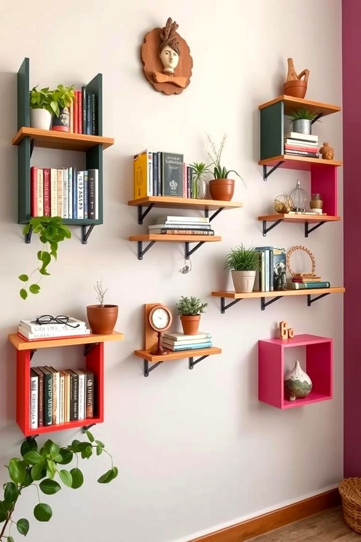Unique Wall Mounted Shelves - 22 Colorful Boho Decor Ideas