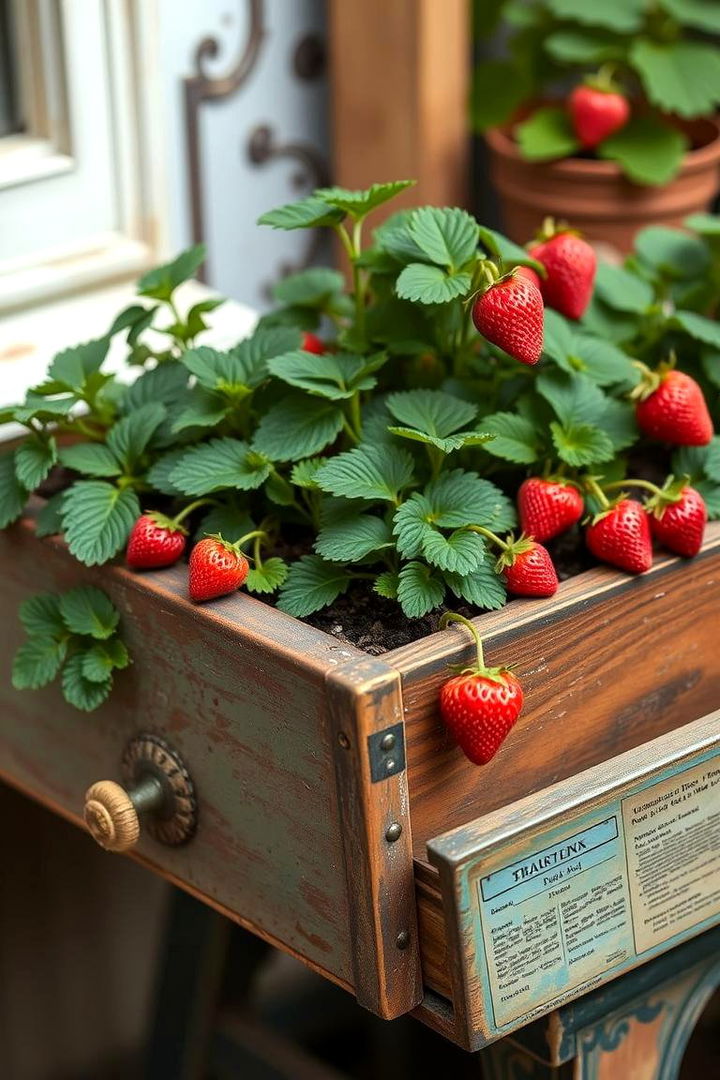 Upcycled Drawer Strawberry Planter - 22 Strawberry Planter Ideas