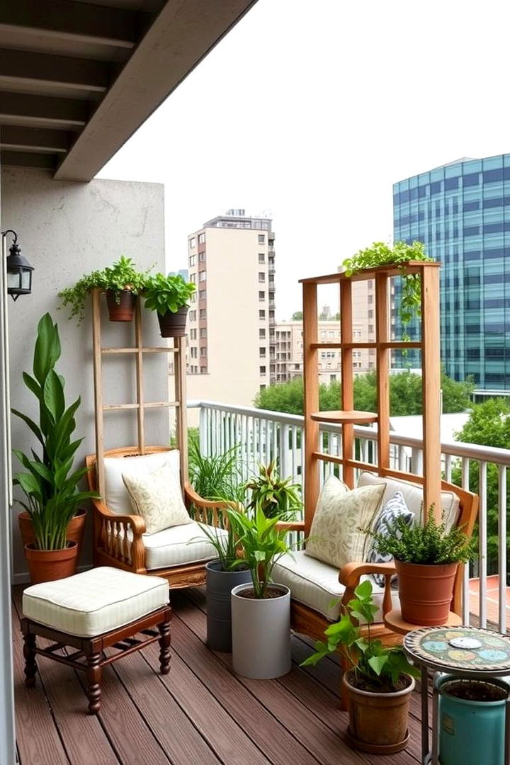 Upcycled Furniture Arrangements - 22 Balcony Privacy Ideas