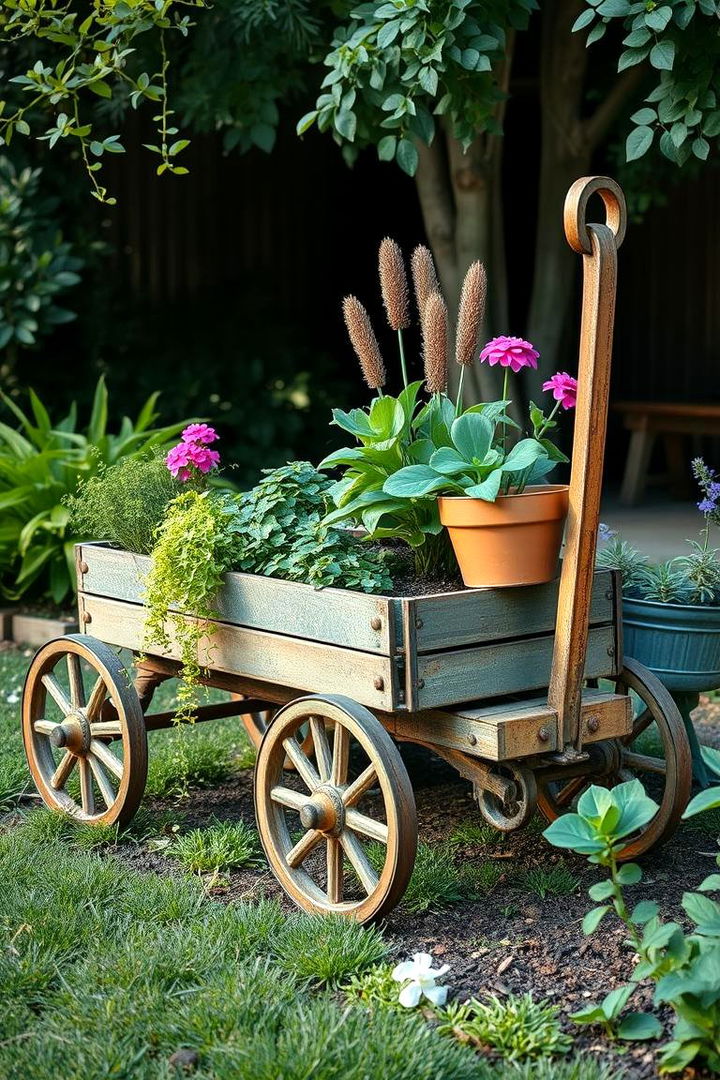 Upcycled Wagon Art - 22 Garden Art Ideas