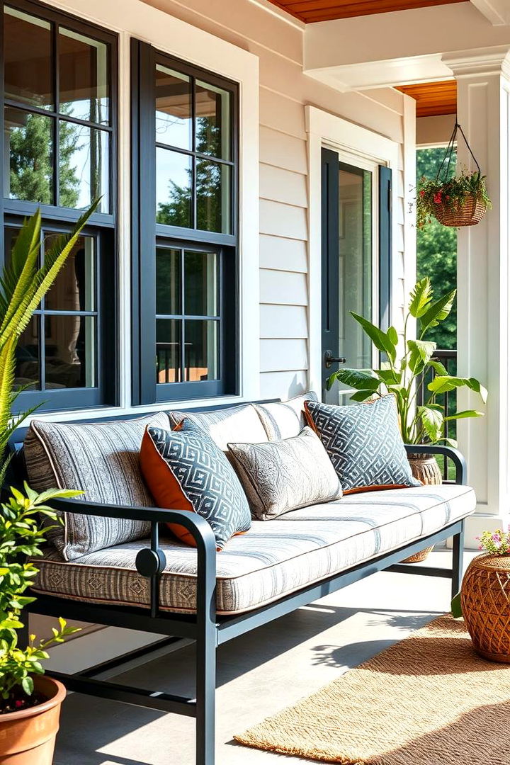 Upholstered Outdoor Comfort Bench - 22 Front Porch Bench Ideas
