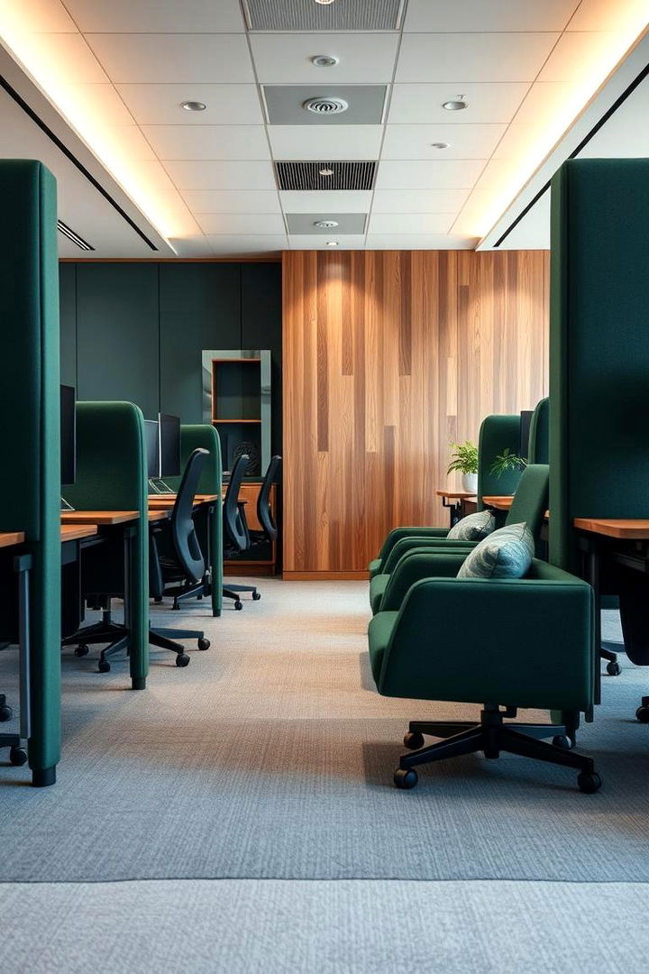 Upholstered Seating in Dark Green - 22 Dark Green Office Ideas and Inspiration