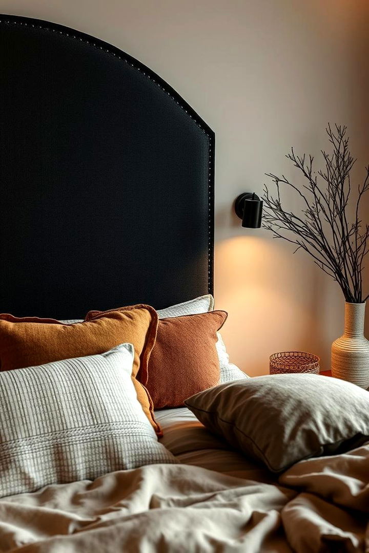 Upholstered Textured Black Headboard - 22 Black Headboard Bedroom Ideas
