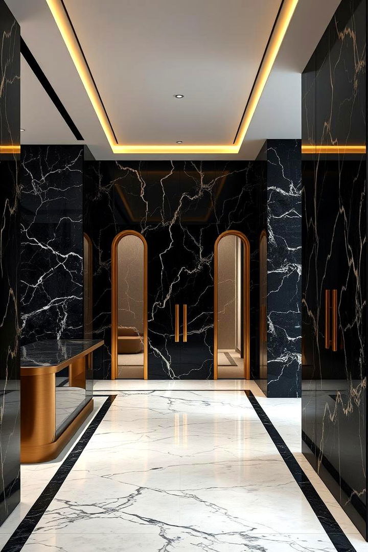 Urban Black Marble Designs - 22 Black and Gold Living Room Ideas