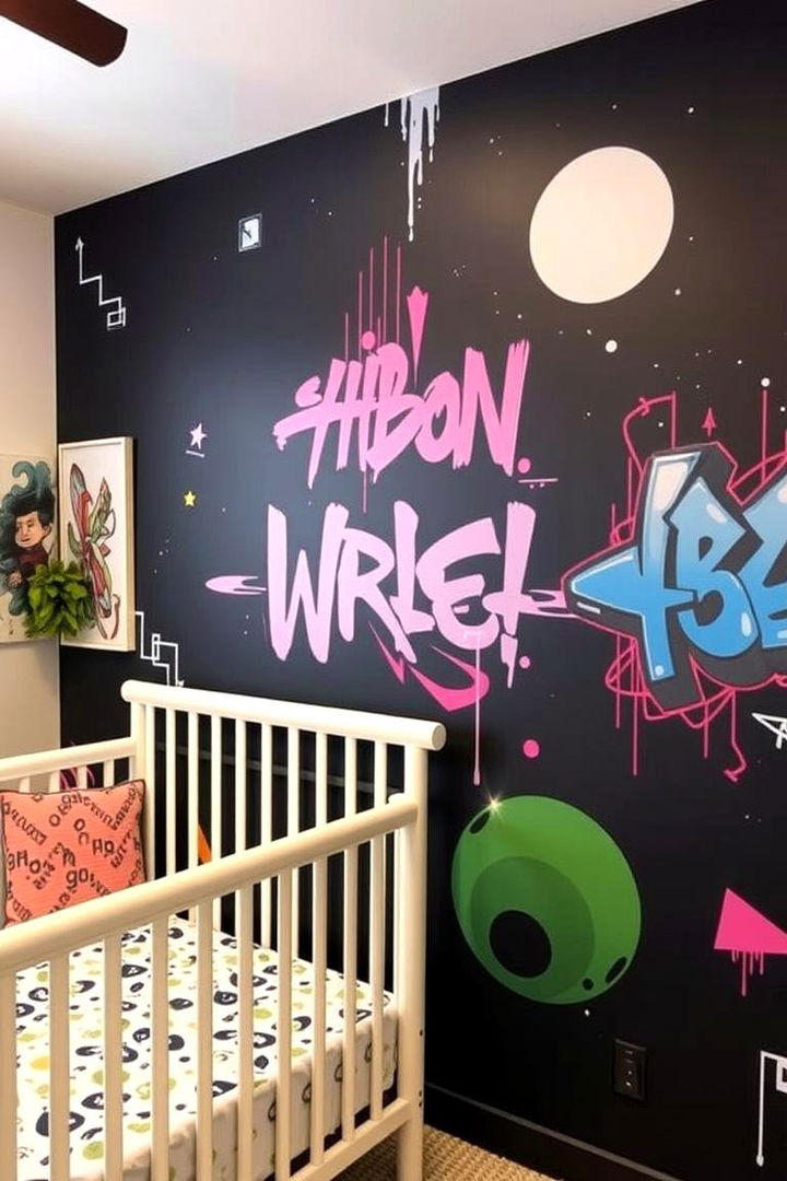 Urban Black Mural - 22 Black Nursery Ideas