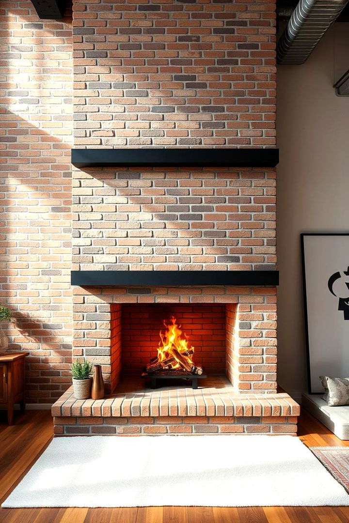 Urban Brick Modernity - 22 Brick Fireplace Ideas