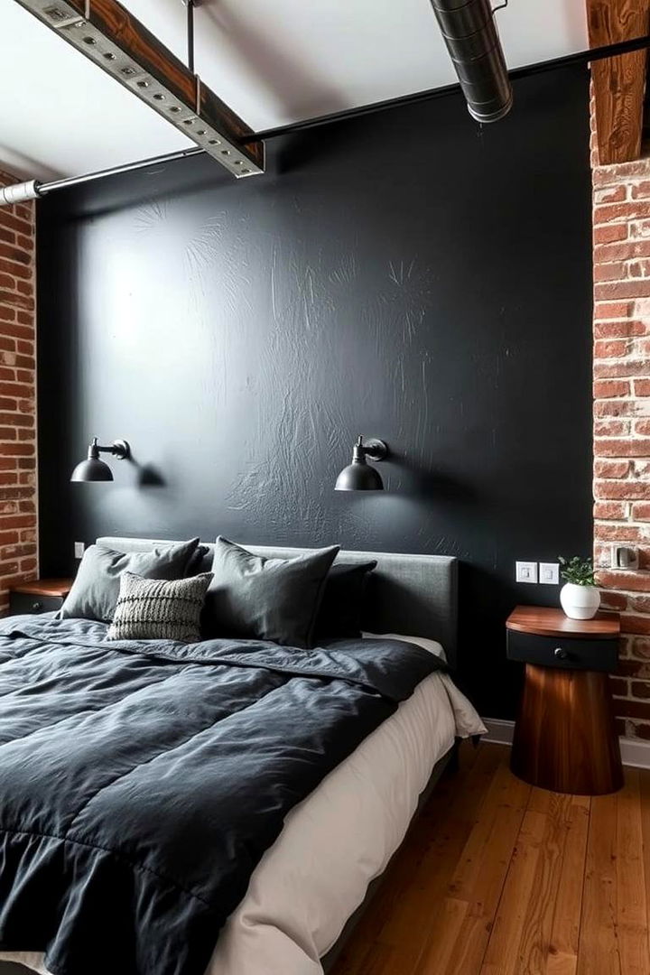 Urban Chic Aesthetics - 22 Black Accent Wall Bedroom Ideas
