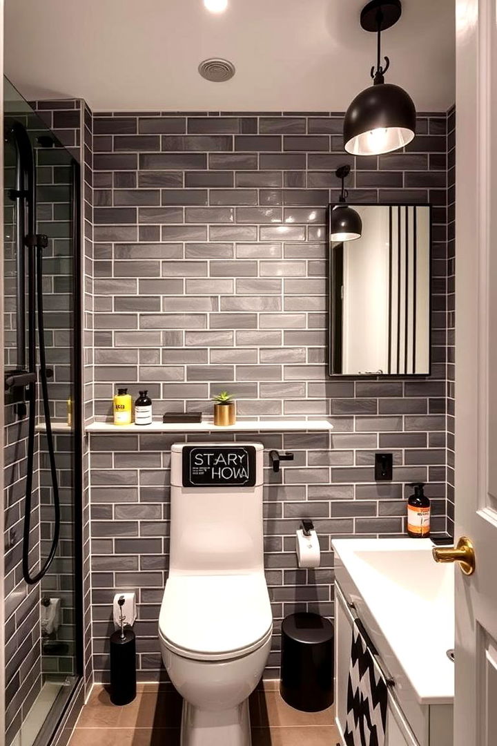 Urban Chic Bathroom - 22 Grey Tile Bathroom Ideas