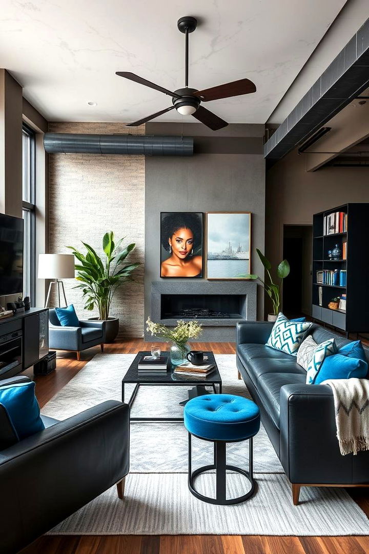 Urban Chic Blend - 22 Black and Blue Living Room Ideas