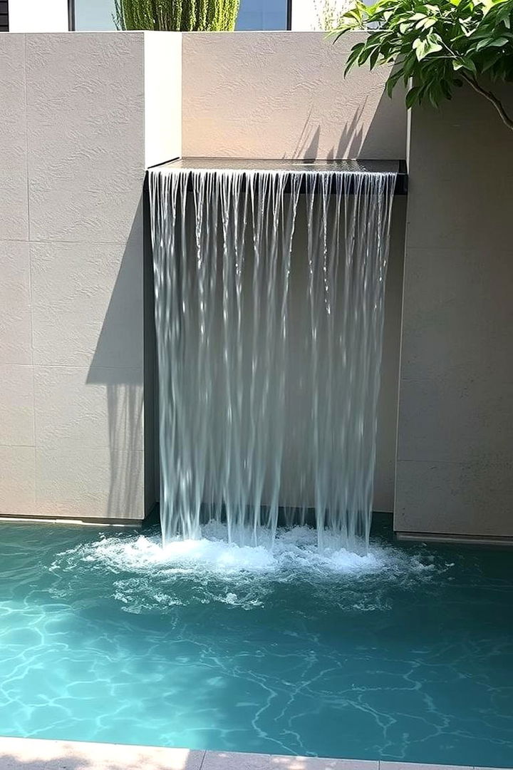 Urban Chic Minimalist Waterfall - 22 Small Pool Waterfall Ideas