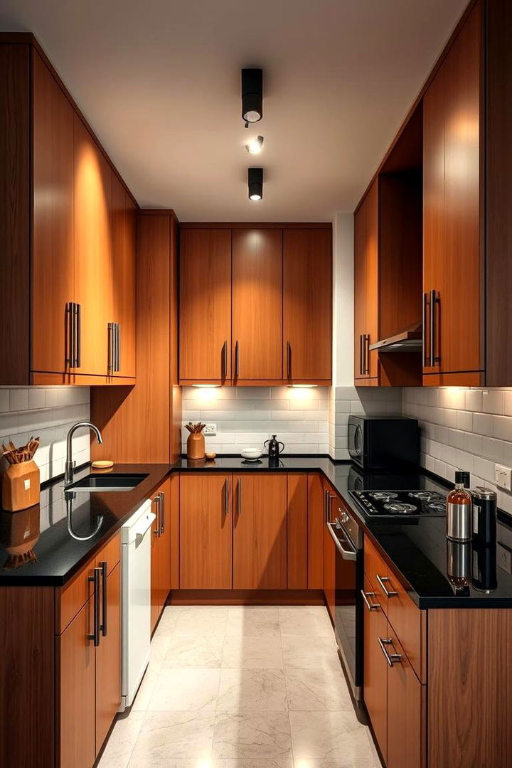 Urban Chic for Modern Apartments - 22 Brown Kitchen Cabinets With Black Countertops