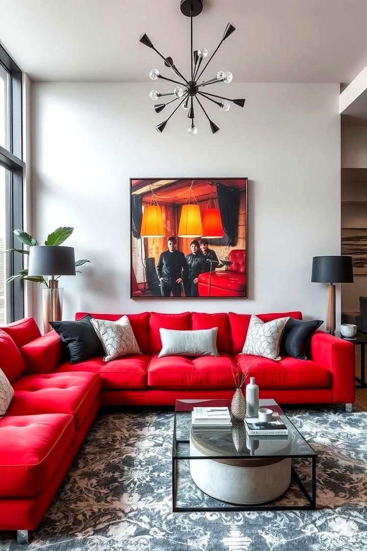 Urban Chic with Statement Red Furniture - 22 Red and Grey Living Room Ideas