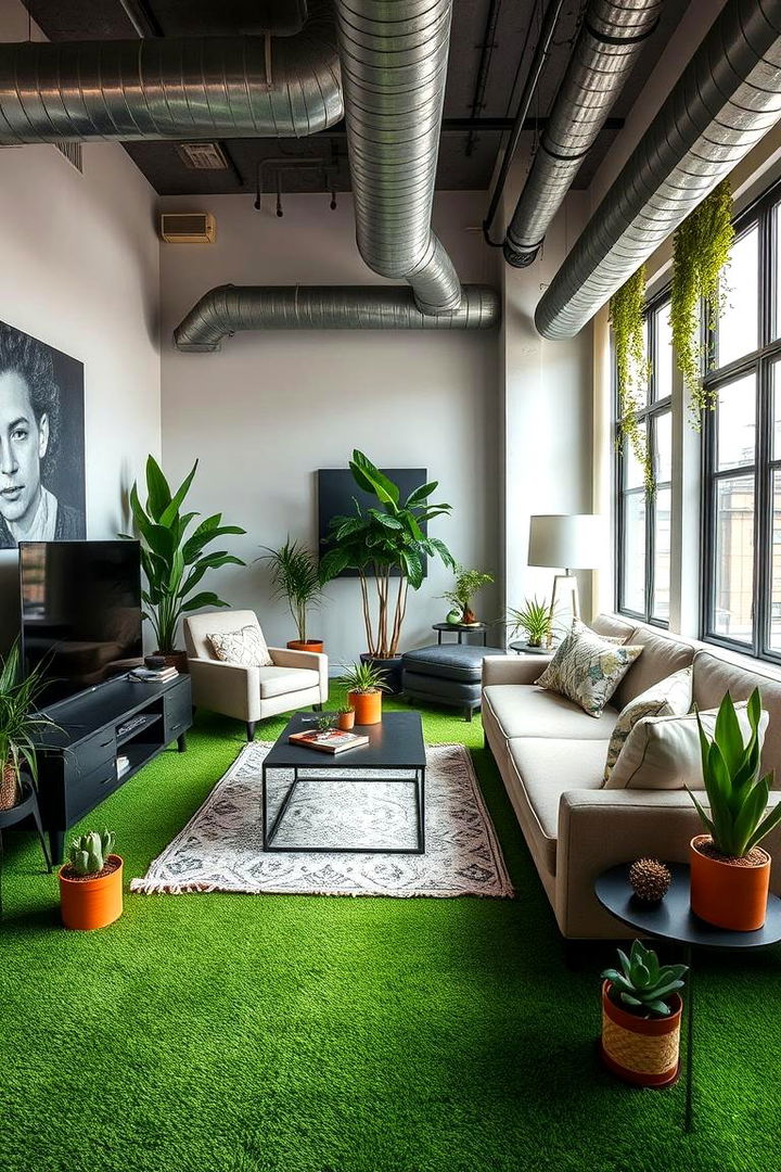 Urban Chic with a Touch of Nature - 22 Green Carpet Living Room Ideas