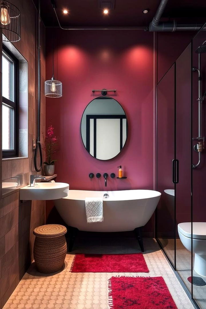 Urban Contemporary Burgundy Vibes - 22 Burgundy Bathroom Ideas
