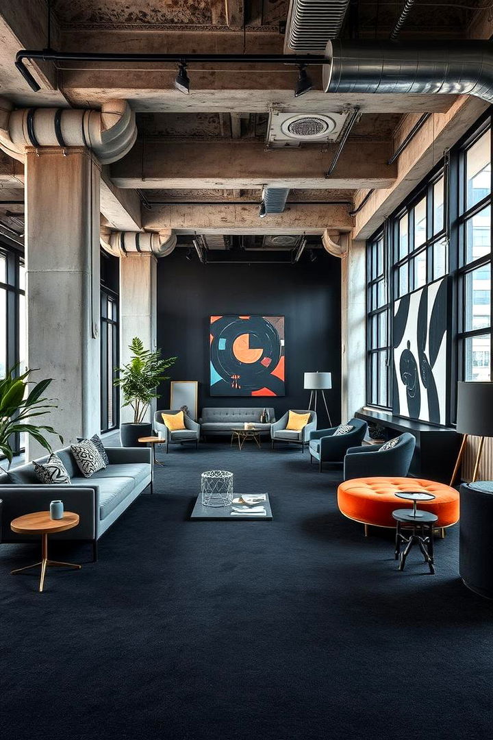 Urban Contrast Design - 22 Black Carpet Living Room Ideas