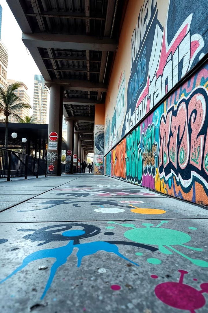 Urban Graffiti Style - 22 Concrete Walkway Painting Ideas