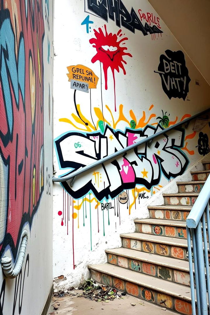 Urban Graffiti Vibe - 22 Staircase Wall Ideas