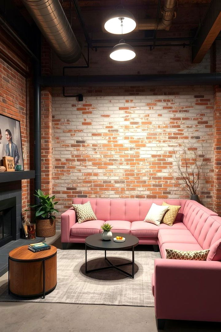 Urban Industrial Blend - 22 Pink Couch Living Room Ideas