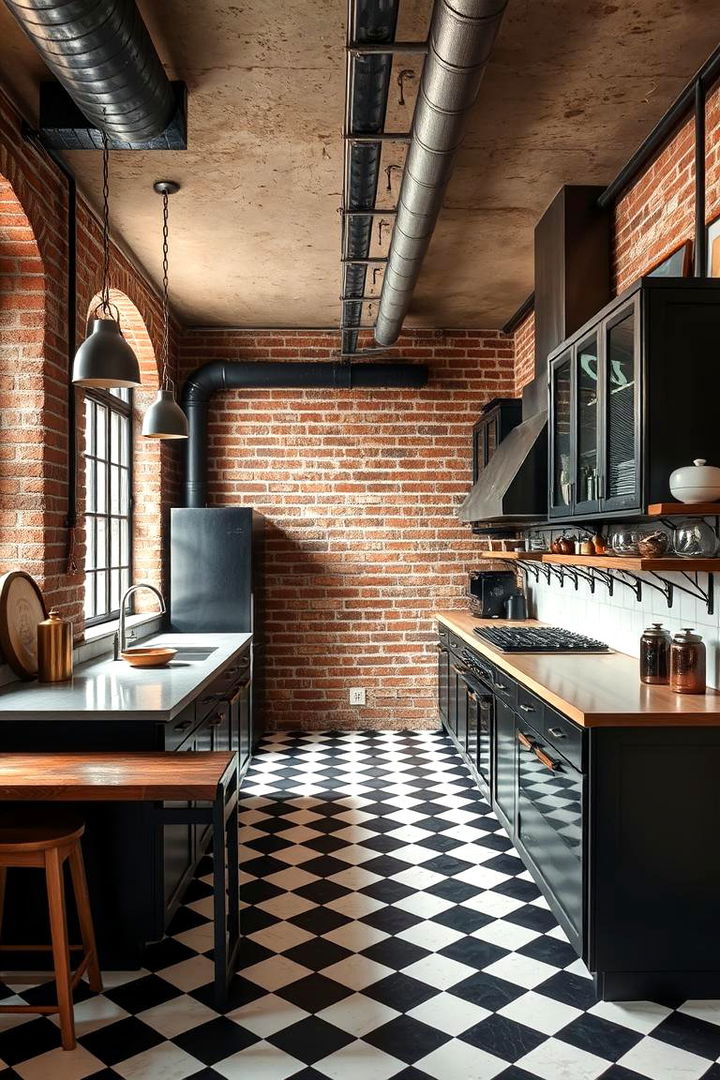 Urban Industrial Chic - 22 Kitchens With Checkered Floors