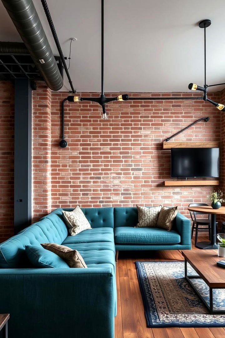 Urban Industrial Chic - 22 Teal Couch Living Room Ideas