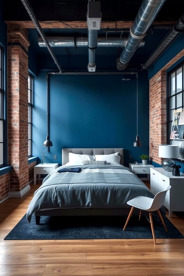 Urban Industrial Mix - 22 Blue and White Bedroom Ideas